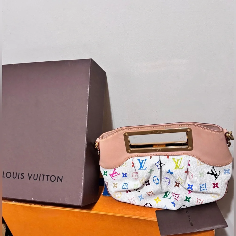 Louis Vuitton Multicolor MM White Monogram Satchel Gold Chain Medium Bag ✨ - Picture 9 of 16